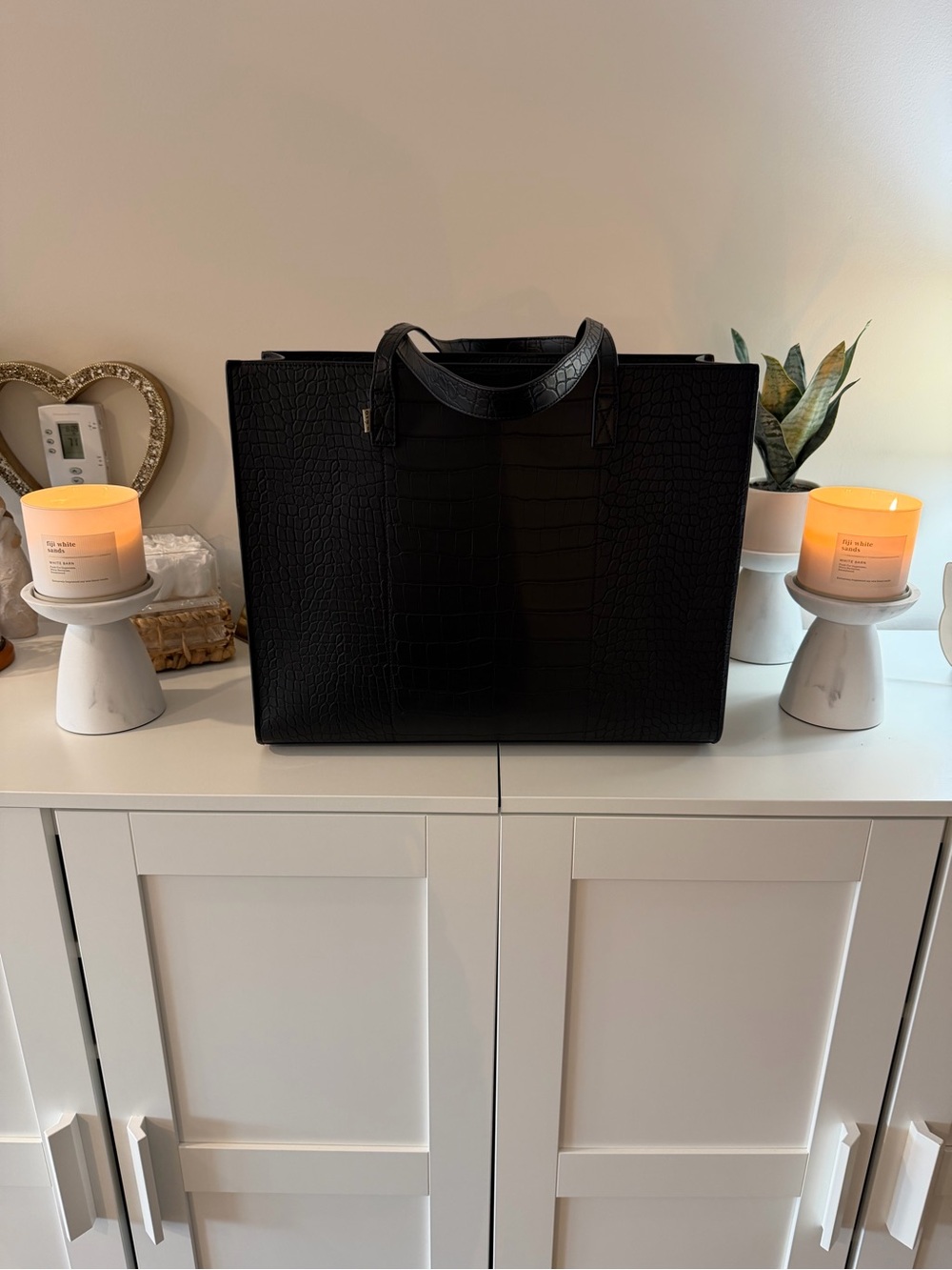 BEIS Black Croc-Embossed Laptop Tote - Picture 2 of 3